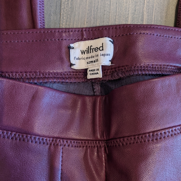 Wilfred Burgundy Faux Leather Leggings, Size XS - Picture 5 of 6
